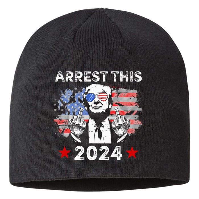 Funny Trump Arrest This Donald Trump Middle Finger President Sustainable Beanie