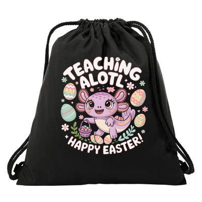 Funny Teaching Alotl Happy Easter Drawstring Bag