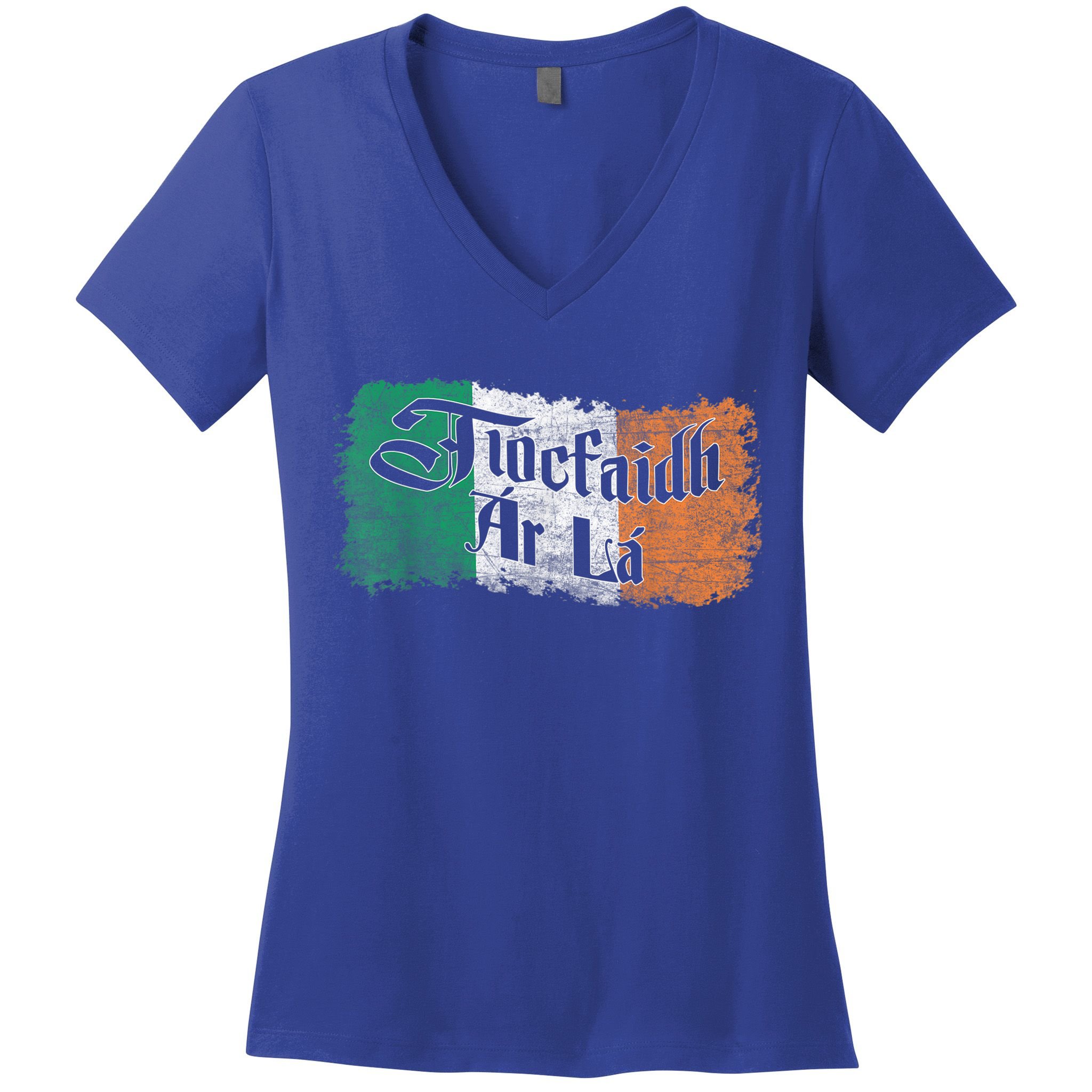 Funny Tiocfaidh Ar La Gift Vintage Ireland Irish Flag Gift Women's V-Neck T-Shirt