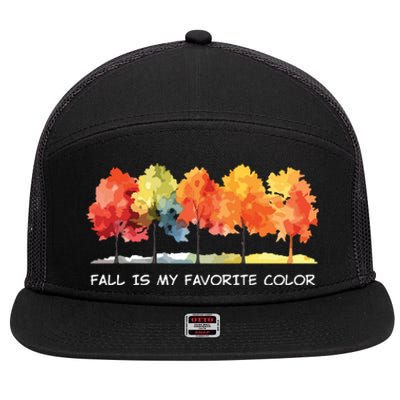 Fall Tree Autumn Tree Line Thanksgiving 7 Panel Mesh Trucker Snapback Hat