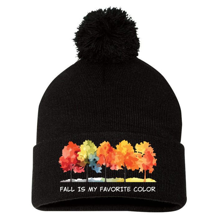 Fall Tree Autumn Tree Line Thanksgiving Pom Pom 12in Knit Beanie