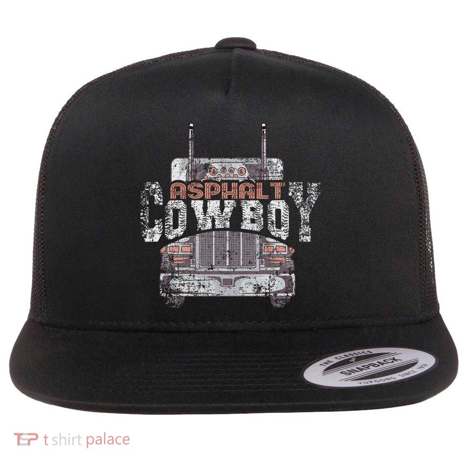 Funny Trucker Asphalt Cowboy Cool Truck Driver Flatbill Hat