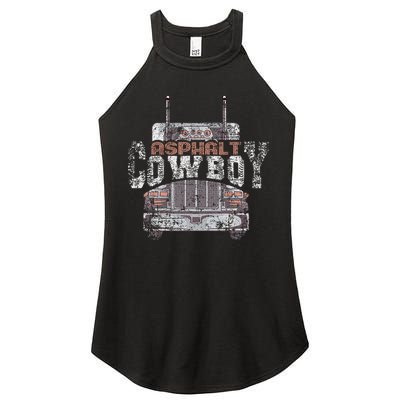 Funny Trucker Asphalt Cowboy Cool Truck Driver Women's Perfect Tri Rocker Tank