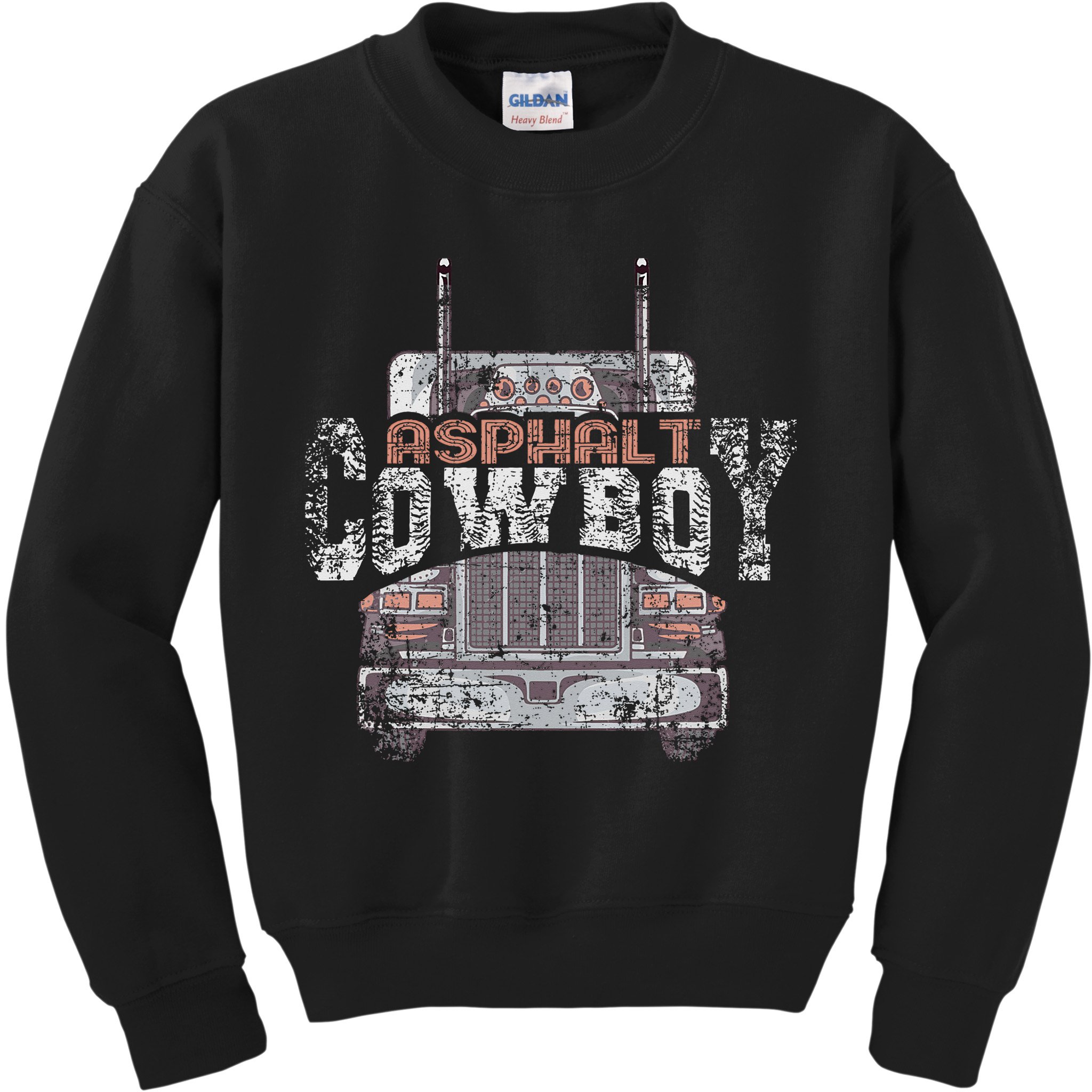 Funny Trucker Asphalt Cowboy Cool Truck Driver Kids Sweatshirt