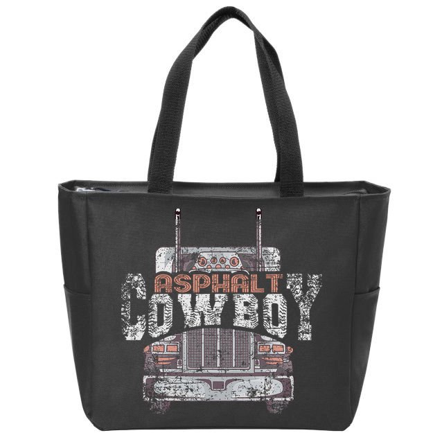 Funny Trucker Asphalt Cowboy Cool Truck Driver Zip Tote Bag