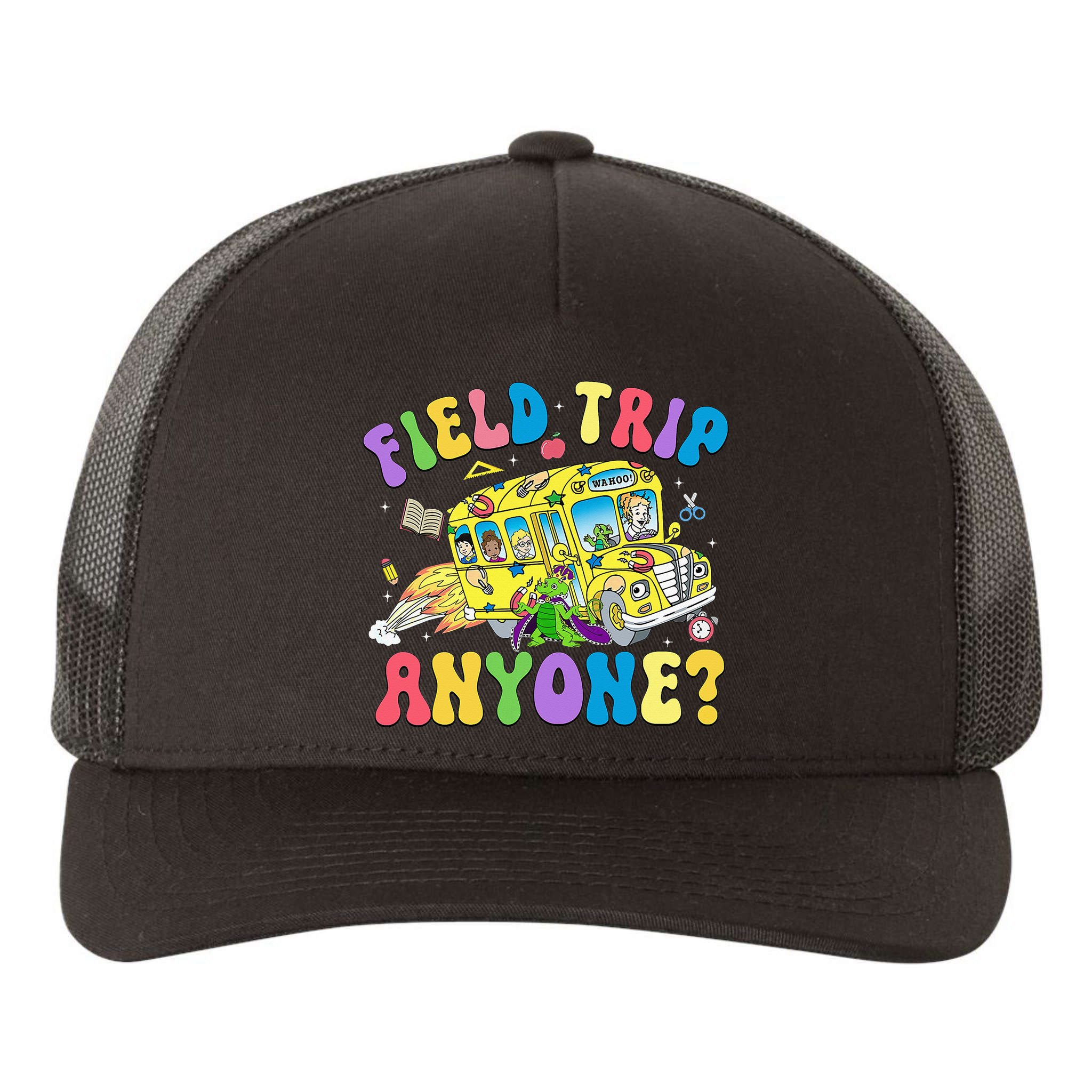 Field Trip Anyone Field Day Let The Games Begin School Bus Yupoong Adult 5-Panel Trucker Hat