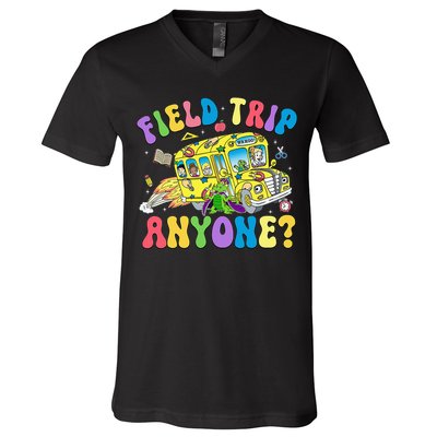 Field Trip Anyone Field Day Let The Games Begin School Bus V-Neck T-Shirt