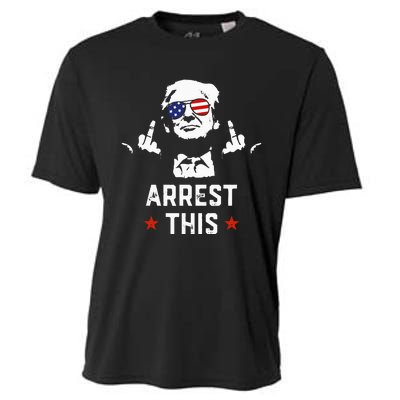 Funny Trump Arrest This Donald Trump Middle Finger President Cooling Performance Crew T-Shirt