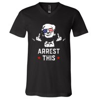 Funny Trump Arrest This Donald Trump Middle Finger President V-Neck T-Shirt