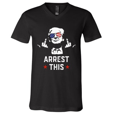 Funny Trump Arrest This Donald Trump Middle Finger President V-Neck T-Shirt