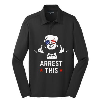 Funny Trump Arrest This Donald Trump Middle Finger President Silk Touch Performance Long Sleeve Polo