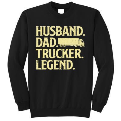 Funny Trucker Art For Truck Driver Husband  Dad Trucking Tall Sweatshirt