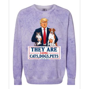 Funny They Are Eating The Dogs The Cats The Pets Trump Colorblast Crewneck Sweatshirt