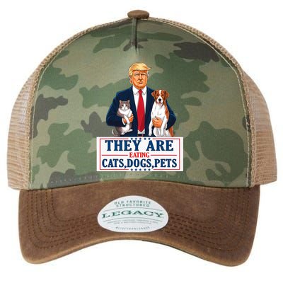 Funny They Are Eating The Dogs The Cats The Pets Trump Legacy Tie Dye Trucker Hat