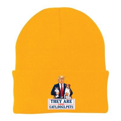 Funny They Are Eating The Dogs The Cats The Pets Trump Knit Cap Winter Beanie