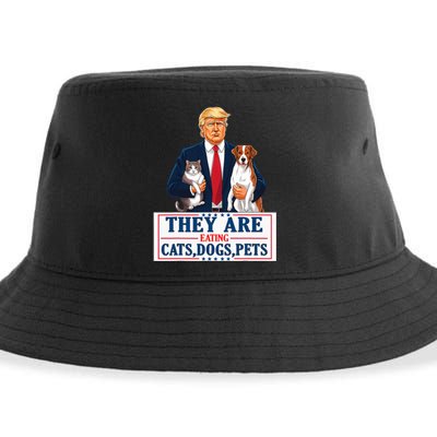 Funny They Are Eating The Dogs The Cats The Pets Trump Sustainable Bucket Hat