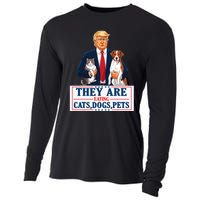 Funny They Are Eating The Dogs The Cats The Pets Trump Cooling Performance Long Sleeve Crew