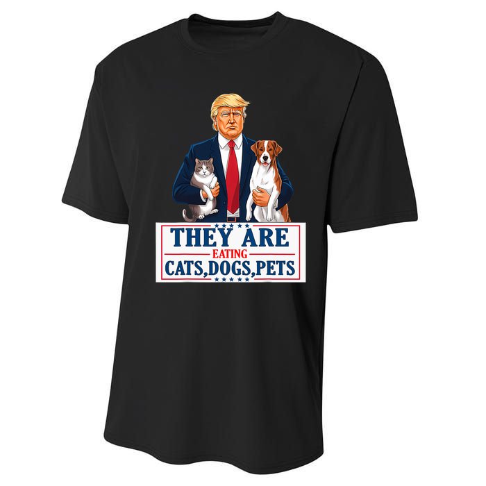 Funny They Are Eating The Dogs The Cats The Pets Trump Performance Sprint T-Shirt