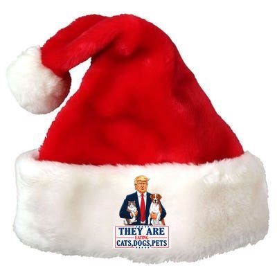 Funny They Are Eating The Dogs The Cats The Pets Trump Premium Christmas Santa Hat