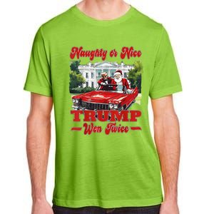 Funny Trump And Santa Naughty Or Nice Trump Won Twice Adult ChromaSoft Performance T-Shirt