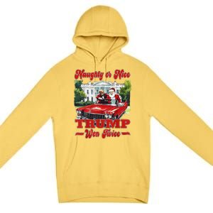 Funny Trump And Santa Naughty Or Nice Trump Won Twice Premium Pullover Hoodie