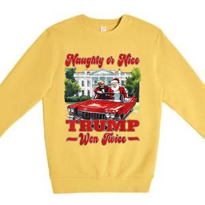 Funny Trump And Santa Naughty Or Nice Trump Won Twice Premium Crewneck Sweatshirt