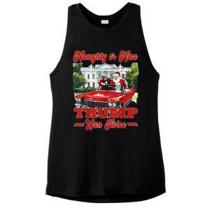 Funny Trump And Santa Naughty Or Nice Trump Won Twice Ladies PosiCharge Tri-Blend Wicking Tank