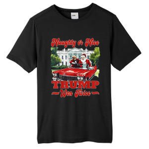 Funny Trump And Santa Naughty Or Nice Trump Won Twice Tall Fusion ChromaSoft Performance T-Shirt