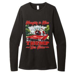 Funny Trump And Santa Naughty Or Nice Trump Won Twice Womens CVC Long Sleeve Shirt