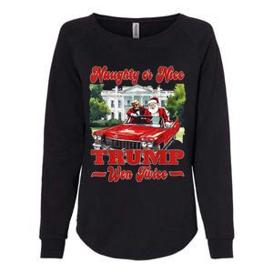 Funny Trump And Santa Naughty Or Nice Trump Won Twice Womens California Wash Sweatshirt