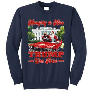 Funny Trump And Santa Naughty Or Nice Trump Won Twice Sweatshirt