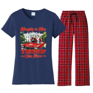 Funny Trump And Santa Naughty Or Nice Trump Won Twice Women's Flannel Pajama Set