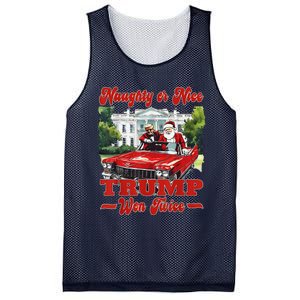 Funny Trump And Santa Naughty Or Nice Trump Won Twice Mesh Reversible Basketball Jersey Tank