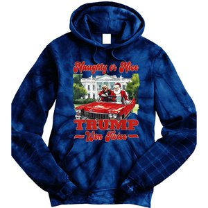 Funny Trump And Santa Naughty Or Nice Trump Won Twice Tie Dye Hoodie