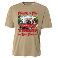 Funny Trump And Santa Naughty Or Nice Trump Won Twice Cooling Performance Crew T-Shirt