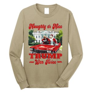 Funny Trump And Santa Naughty Or Nice Trump Won Twice Long Sleeve Shirt