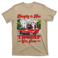 Funny Trump And Santa Naughty Or Nice Trump Won Twice T-Shirt