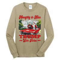 Funny Trump And Santa Naughty Or Nice Trump Won Twice Tall Long Sleeve T-Shirt