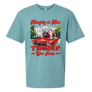 Funny Trump And Santa Naughty Or Nice Trump Won Twice Sueded Cloud Jersey T-Shirt