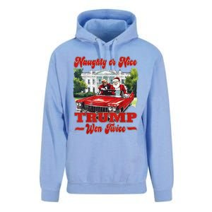 Funny Trump And Santa Naughty Or Nice Trump Won Twice Unisex Surf Hoodie