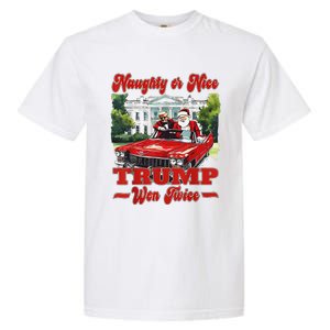 Funny Trump And Santa Naughty Or Nice Trump Won Twice Garment-Dyed Heavyweight T-Shirt