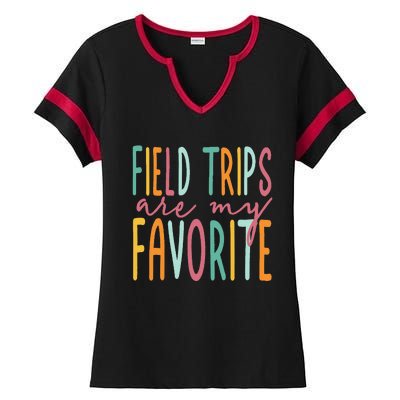 Field Trips Are My Favorite I Field Trips Children Teacher Ladies Halftime Notch Neck Tee