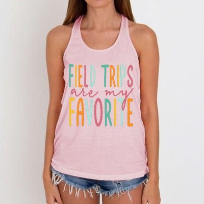 Field Trips Are My Favorite I Field Trips Children Teacher Women's Knotted Racerback Tank