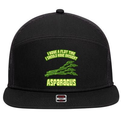 Flat Tire Asparagus Vegan Vegetarian Vegetables Funny 7 Panel Mesh Trucker Snapback Hat