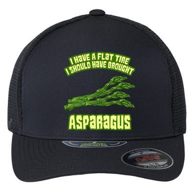 Flat Tire Asparagus Vegan Vegetarian Vegetables Funny Flexfit Unipanel Trucker Cap