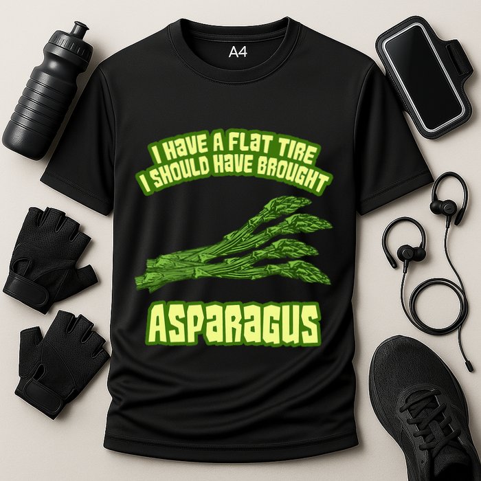 Flat Tire Asparagus Vegan Vegetarian Vegetables Funny Cooling Performance Crew T-Shirt