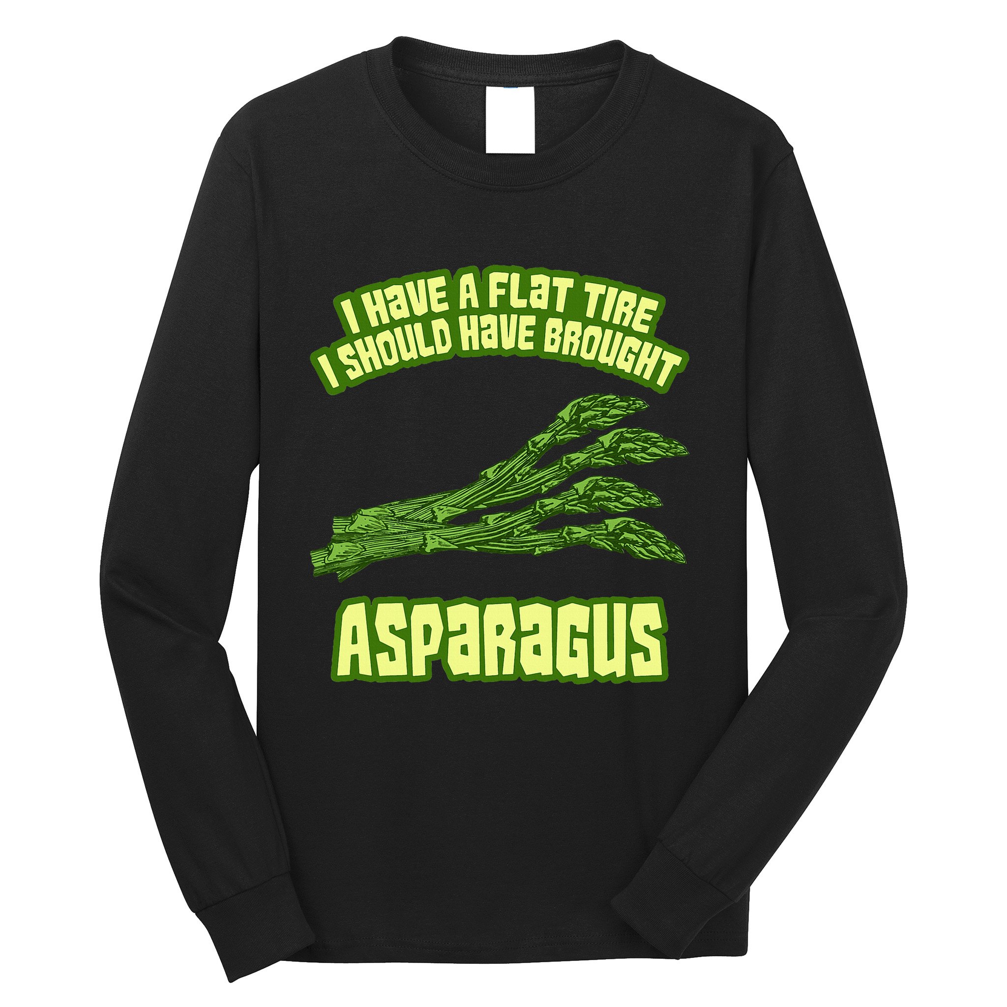 Flat Tire Asparagus Vegan Vegetarian Vegetables Funny Long Sleeve Shirt