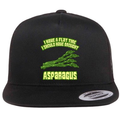 Flat Tire Asparagus Vegan Vegetarian Vegetables Funny Flatbill Hat