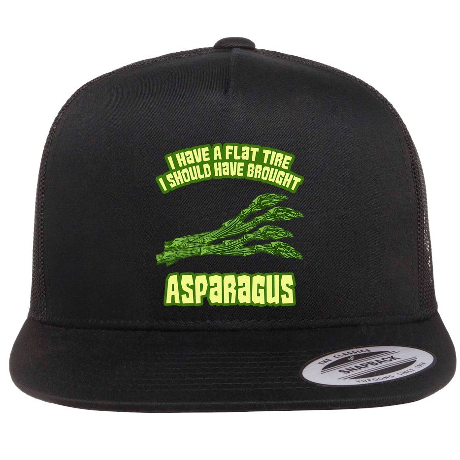 Flat Tire Asparagus Vegan Vegetarian Vegetables Funny Flat Bill Trucker Hat