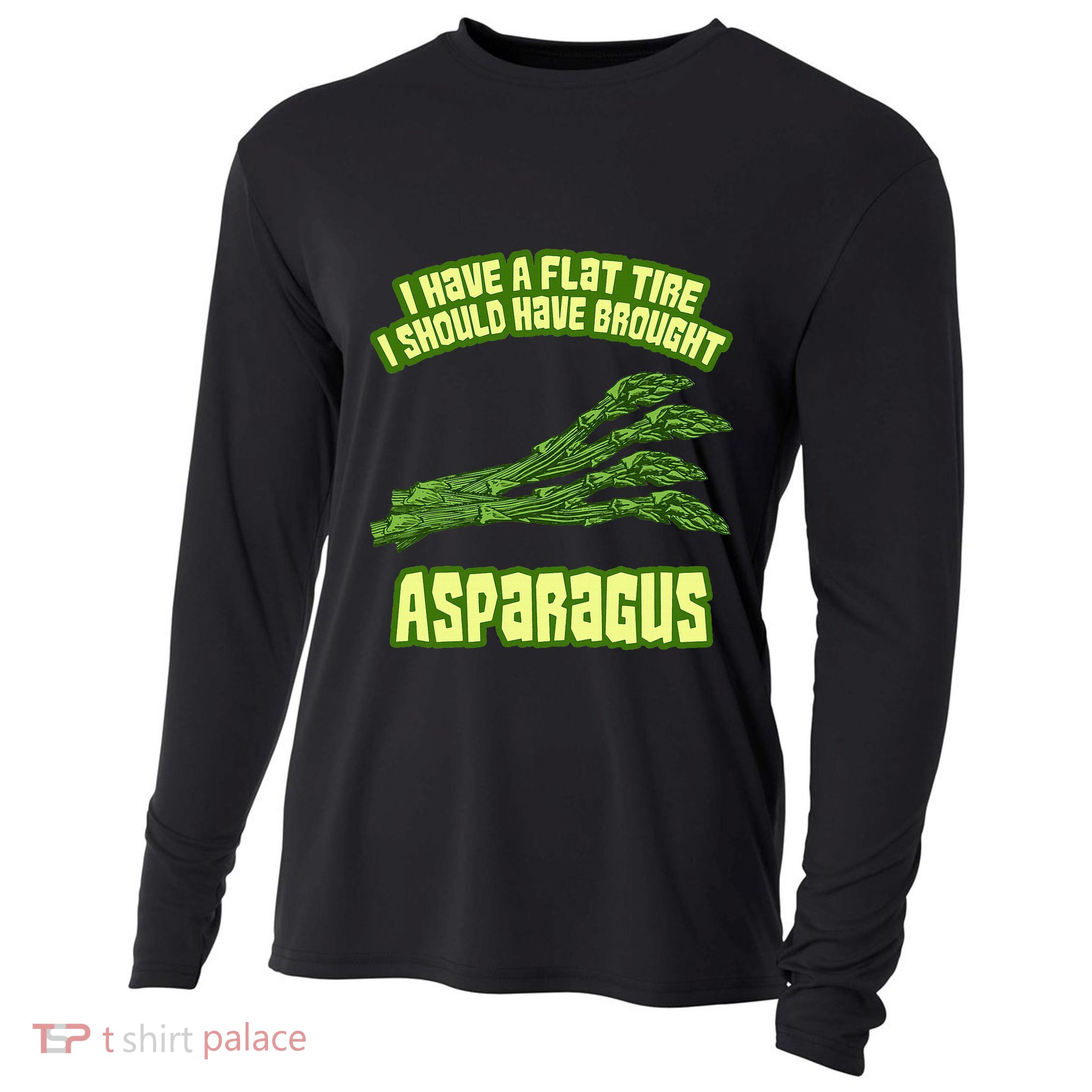 Flat Tire Asparagus Vegan Vegetarian Vegetables Funny Cooling Performance Long Sleeve Crew